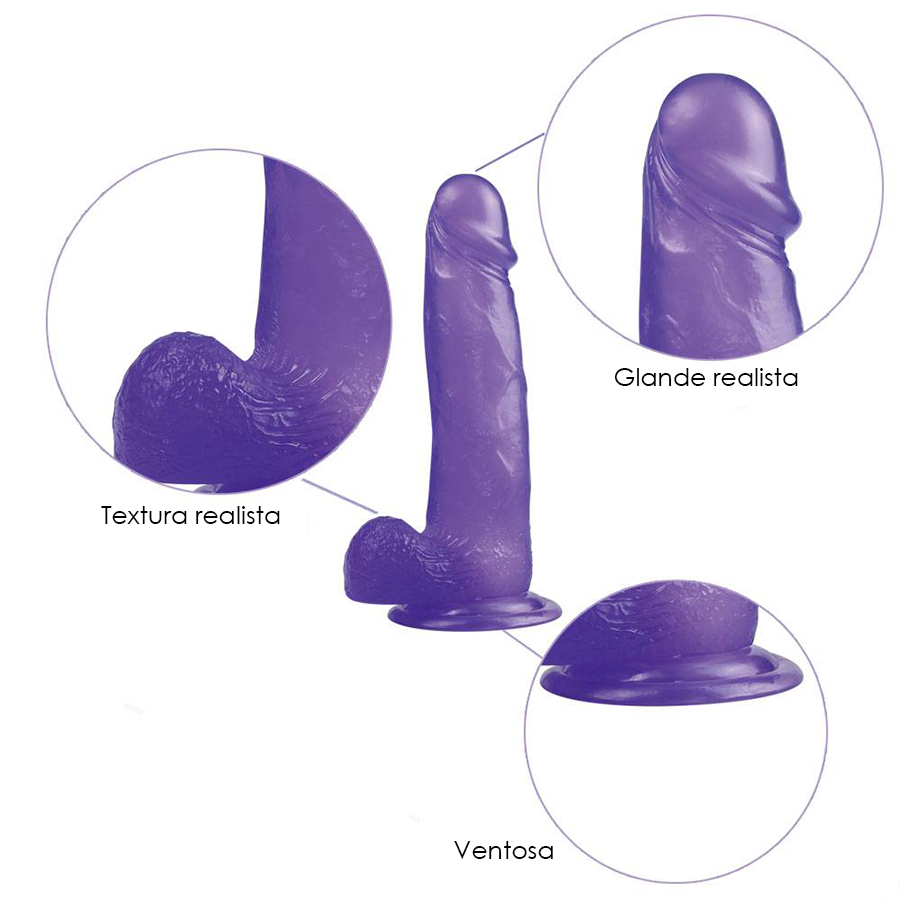 Dildo Jelly Studs Crystal 8'' Large Purple